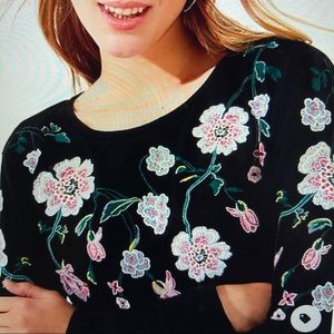 Loft long sleeve floral embroidered sweatshirt